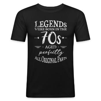 Légendes des années 70 Dictons Motif Cadeau - T-shirt près du corps Homme - noir - Devant - Nik (191cm)