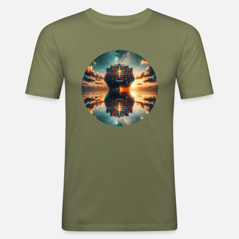 Containerschiff O Baschi - Männer Slim Fit T-Shirt - Khaki Grün
