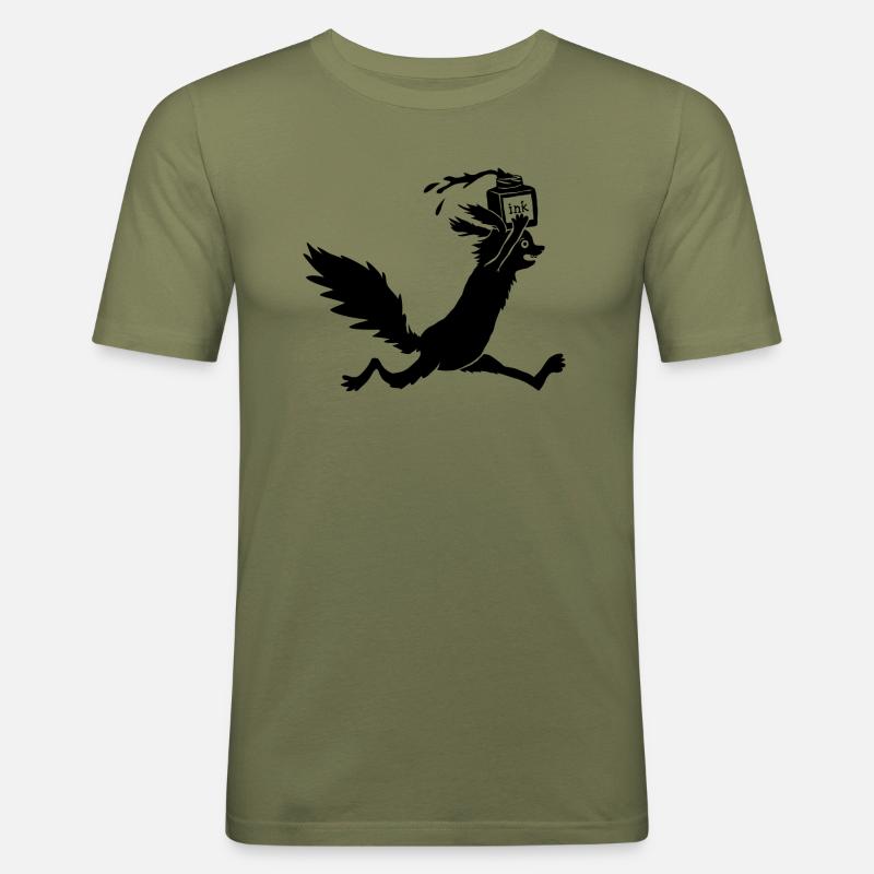 Eichhörnchen Tusche - Männer Slim Fit T-Shirt - Khaki Grün