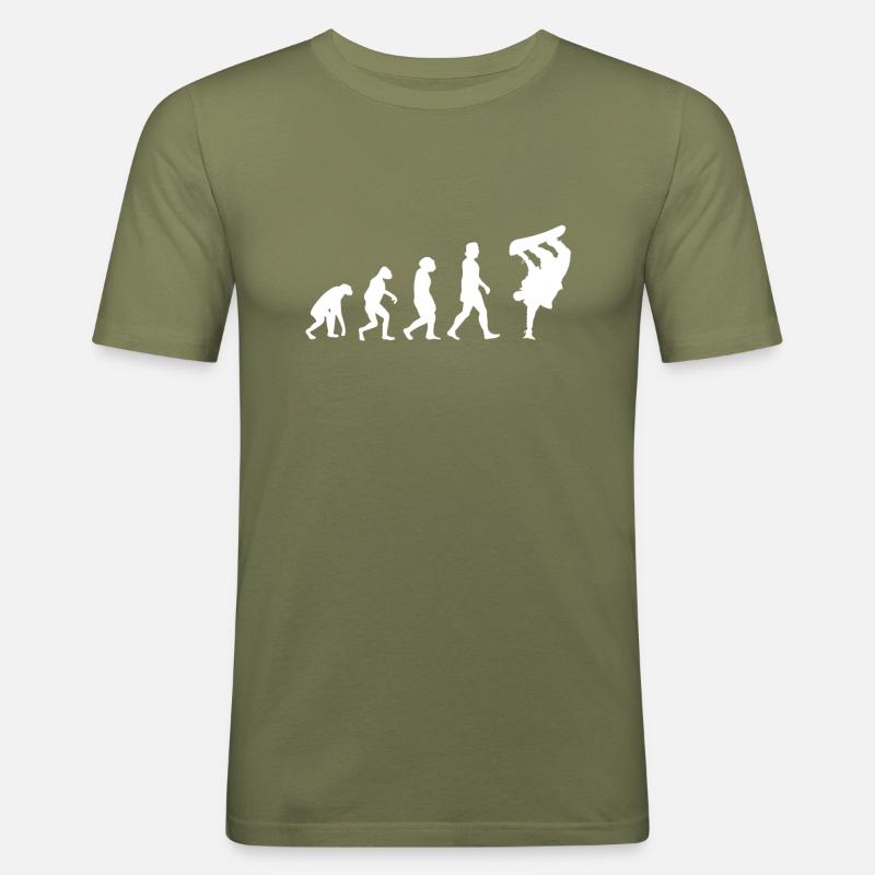 EVOLUTION SNOWBOARD - Männer Slim Fit T-Shirt - Khaki Grün