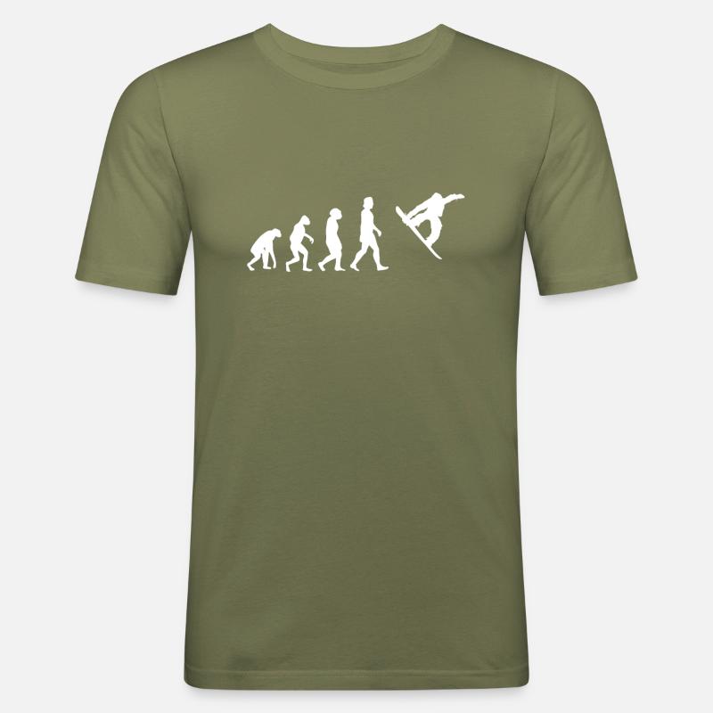 EVOLUTION SNOWBOARD - Männer Slim Fit T-Shirt - Khaki Grün