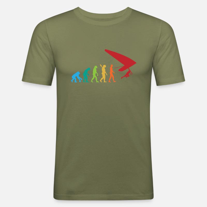 EVOLUTION HÄNGEGLEITER - Männer Slim Fit T-Shirt - Khaki Grün