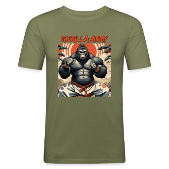 Gorilla Army - Männer Slim Fit T-Shirt - Khaki Grün - Vorne - Jaron (178cm)