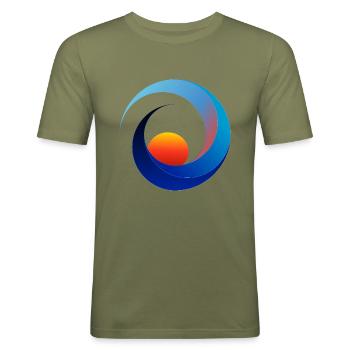 mer vagues coucher du soleil - T-shirt près du corps Homme - vert kaki - Devant - Jaron (178cm)