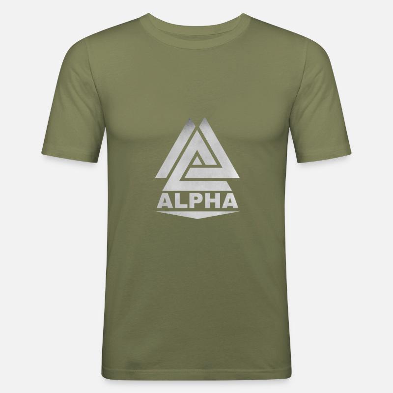 Alpha - Männer Slim Fit T-Shirt - Khaki Grün