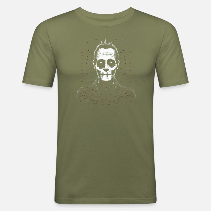 Genähtes Frankenmonster oder Zombie - Männer Slim Fit T-Shirt - Khaki Grün