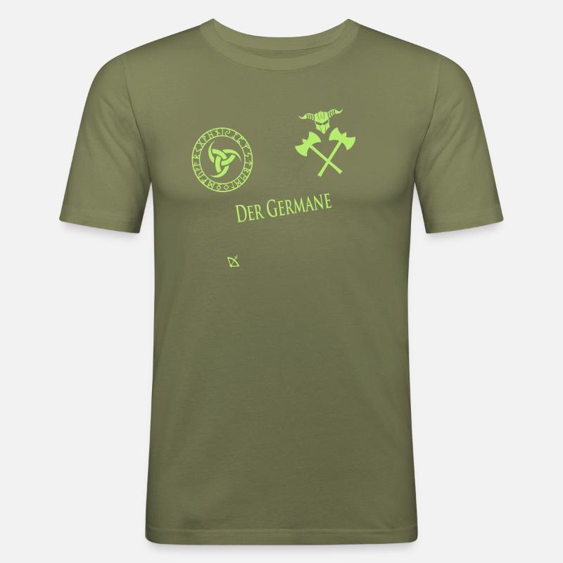 Der Germane - Männer Slim Fit T-Shirt - Khaki Grün