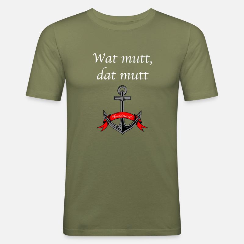 Wat mutt dat mutt - Männer Slim Fit T-Shirt - Khaki Grün