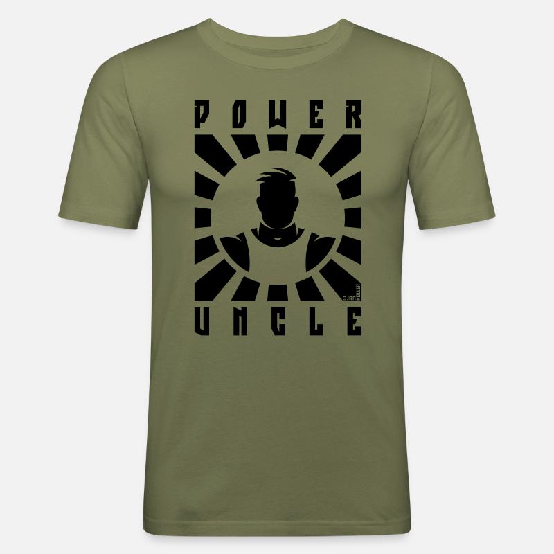 Power Uncle (Strahlen / Black) - Männer Slim Fit T-Shirt - Khaki Grün