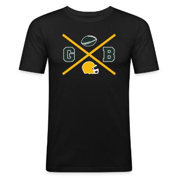 Croix de Green Bay - T-shirt près du corps Homme - noir - Devant - Nik (191cm)