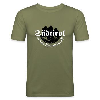 Südtirol Meine Leidenschaft Dolomiten 3 Zinnen - Männer Slim Fit T-Shirt - Khaki Grün - Vorne - Jaron (178cm)
