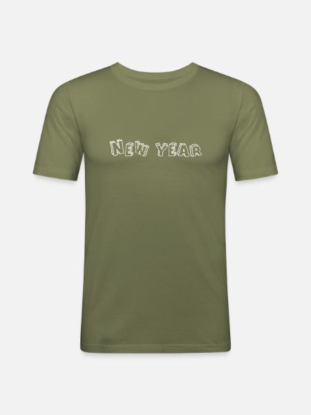 New year - Männer Slim Fit T-Shirt - Khaki Grün