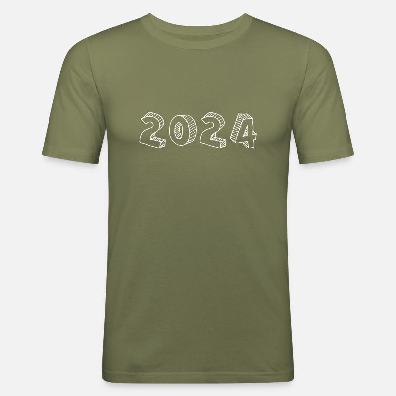 2024 - Männer Slim Fit T-Shirt - Khaki Grün
