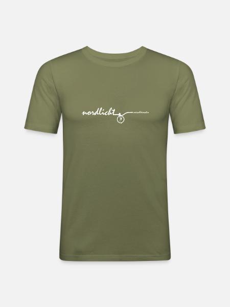 nordlicht. - quer, weiß - Männer Slim Fit T-Shirt - Khaki Grün
