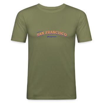 San Francisco - T-shirt près du corps Homme - vert kaki - Devant - Jaron (178cm)