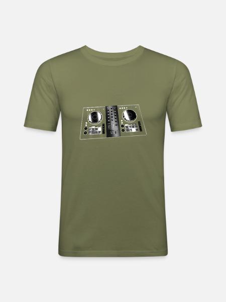 CDJ Decks - Men's Slim Fit T-Shirt - khaki green