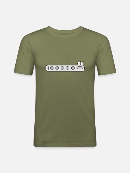 Comic Figur Querflöte - Männer Slim Fit T-Shirt - Khaki Grün