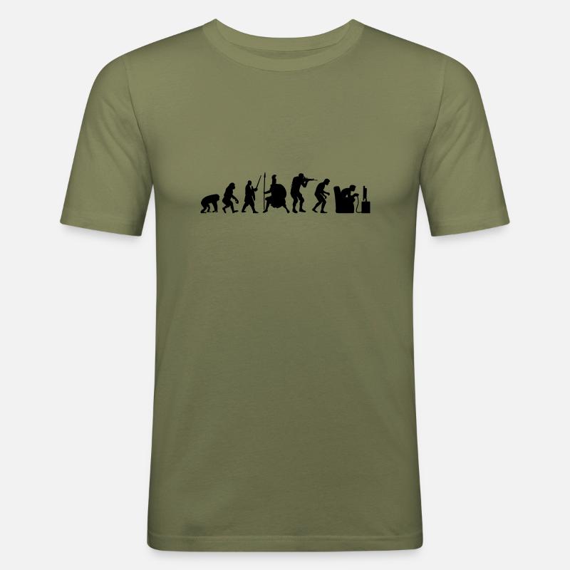 Gamer Evolution Kämpfer Helden - Männer Slim Fit T-Shirt - Khaki Grün
