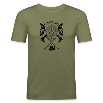 Wotan-VIKING-Viking SYMBOLS-VIKING RUNES - Men's Slim Fit T-Shirt - khaki green - Front - Jaron (178cm)