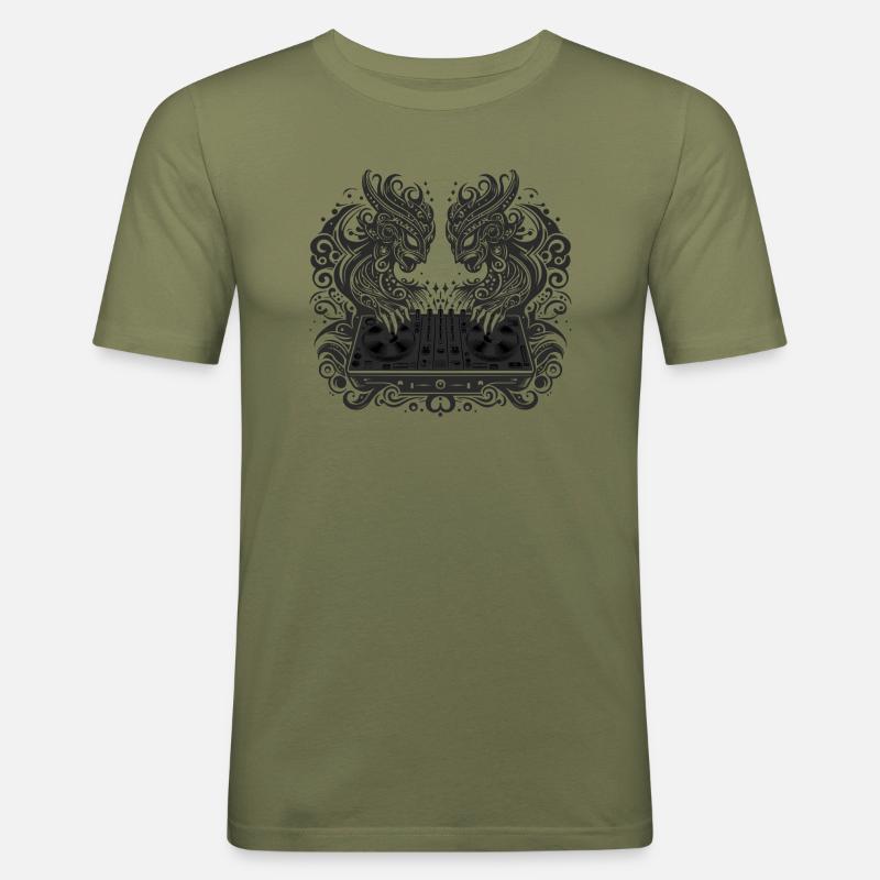 DJ-Abend - Männer Slim Fit T-Shirt - Khaki Grün