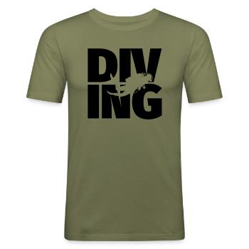 Tauchen - Männer Slim Fit T-Shirt - Khaki Grün - Vorne - Jaron (178cm)