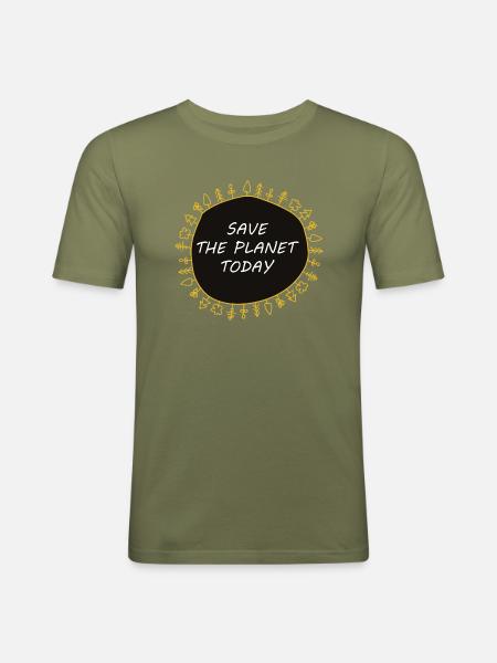 Save the Planet - Men's Slim Fit T-Shirt - khaki green