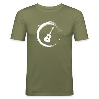 guitar - Men's Slim Fit T-Shirt - khaki green - Front - Jaron (178cm)