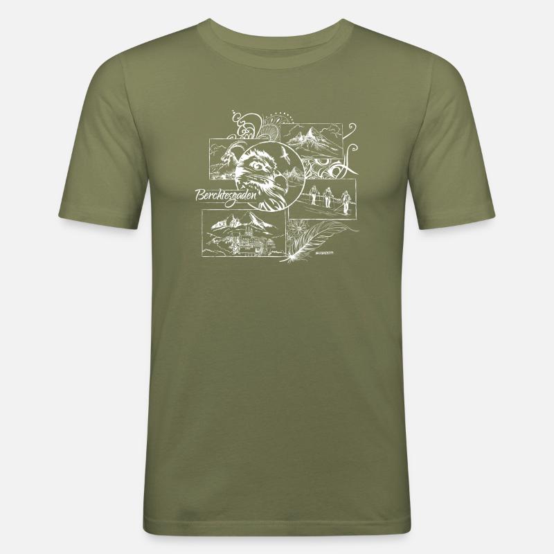Bartgeier Berchtesgaden Watzmann - Männer Slim Fit T-Shirt - Khaki Grün
