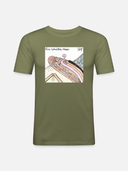Wirrwarr 33 - Männer Slim Fit T-Shirt - Khaki Grün
