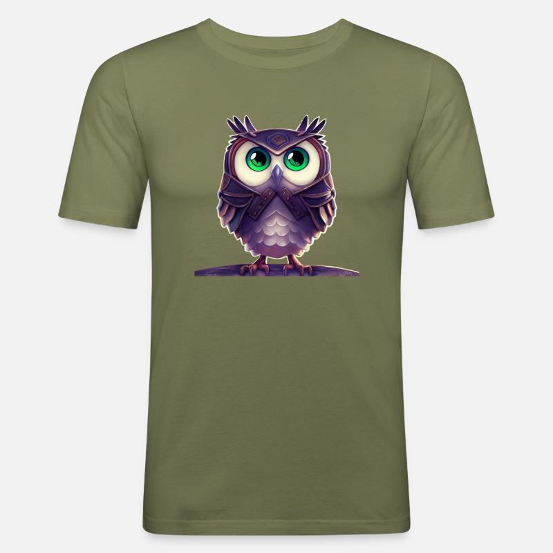 Eule mit Rüstung - Männer Slim Fit T-Shirt - Khaki Grün