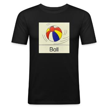 Ball - Männer Slim Fit T-Shirt - Schwarz - Vorne - Nik (191cm)