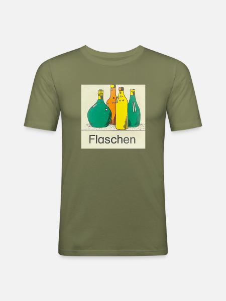 Flaschen - Männer Slim Fit T-Shirt - Khaki Grün