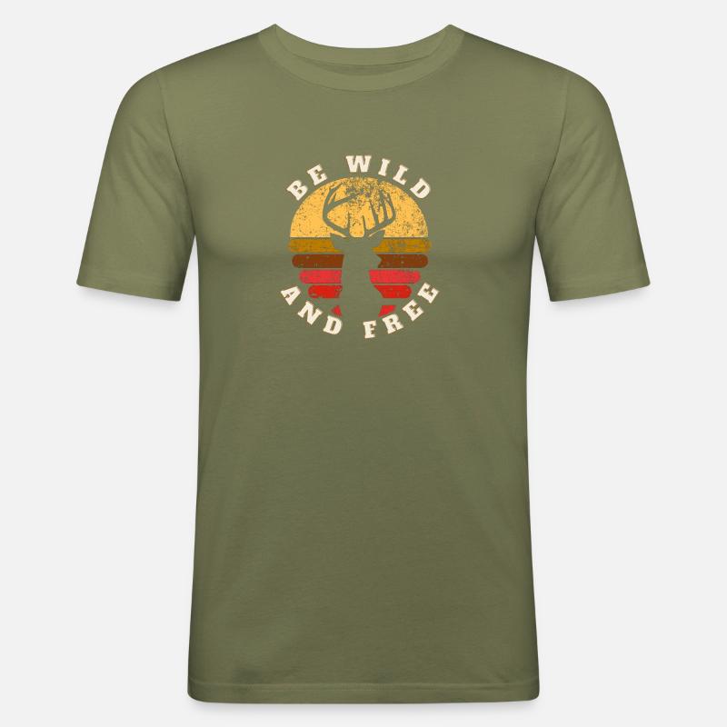 be Wild - Männer Slim Fit T-Shirt - Khaki Grün