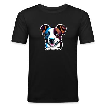 chien mignon - T-shirt près du corps Homme - noir - Devant - Nik (191cm)