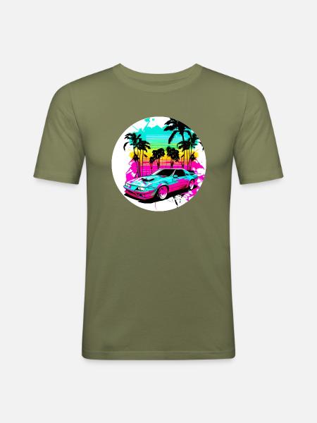 Miami Car 1 - Men's Slim Fit T-Shirt - khaki green