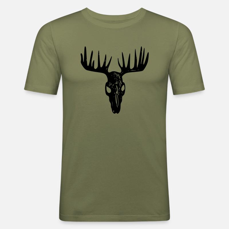 Elchschädel / Elchsake - Männer Slim Fit T-Shirt - Khaki Grün