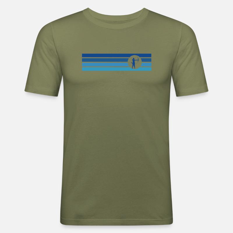 Bogen Bogen Langbogen - Männer Slim Fit T-Shirt - Khaki Grün