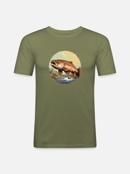 Forelle - Männer Slim Fit T-Shirt - Khaki Grün