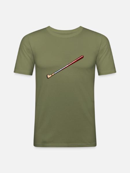 Hockeyschläger Eishockeyteam - Männer Slim Fit T-Shirt - Khaki Grün