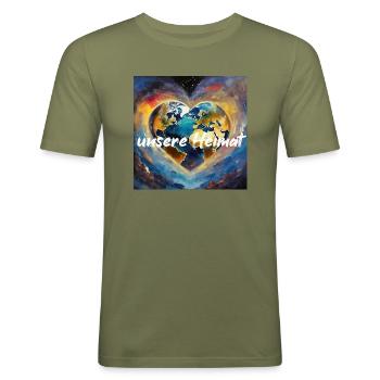Notre patrie - T-shirt près du corps Homme - vert kaki - Devant - Jaron (178cm)