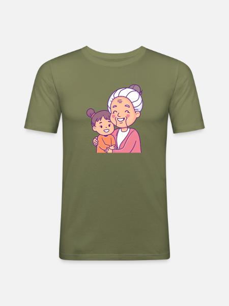 Oma Großmutter Omi - Männer Slim Fit T-Shirt - Khaki Grün