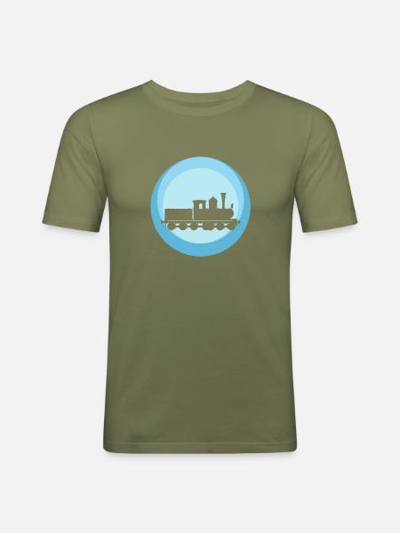 Dampflok Bahn - Männer Slim Fit T-Shirt - Khaki Grün