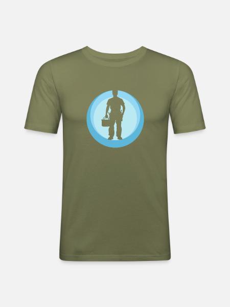 Klempner Flaschner - Männer Slim Fit T-Shirt - Khaki Grün