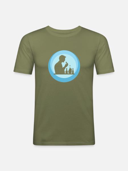 Chemie Labor Element - Männer Slim Fit T-Shirt - Khaki Grün