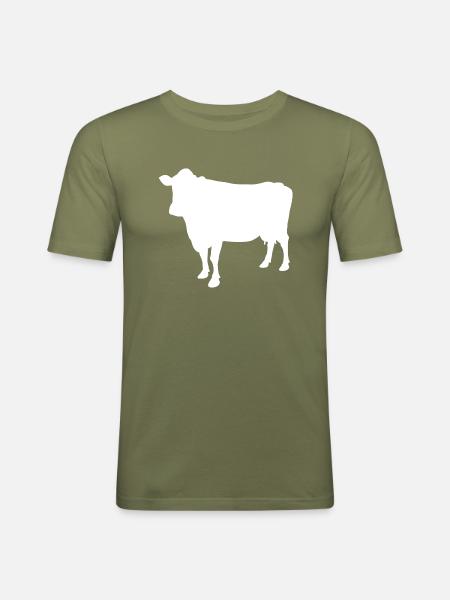 vache - T-shirt près du corps Homme - vert kaki