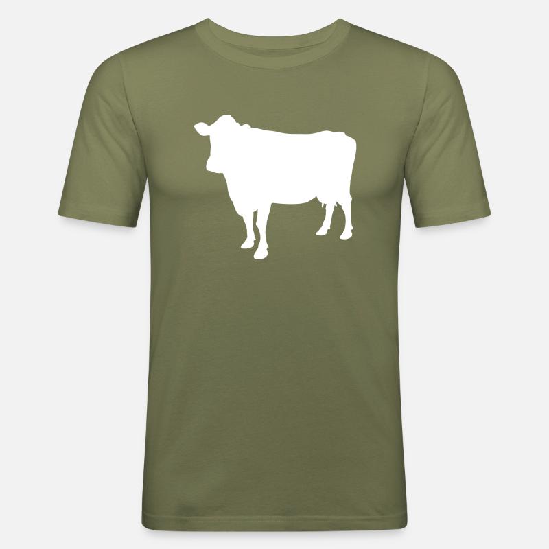 Kuh - Männer Slim Fit T-Shirt - Khaki Grün