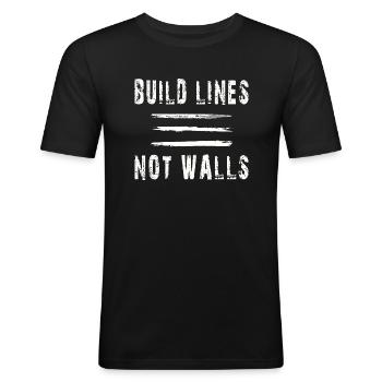 build lines not walls - T-shirt près du corps Homme - noir - Devant - Nik (191cm)