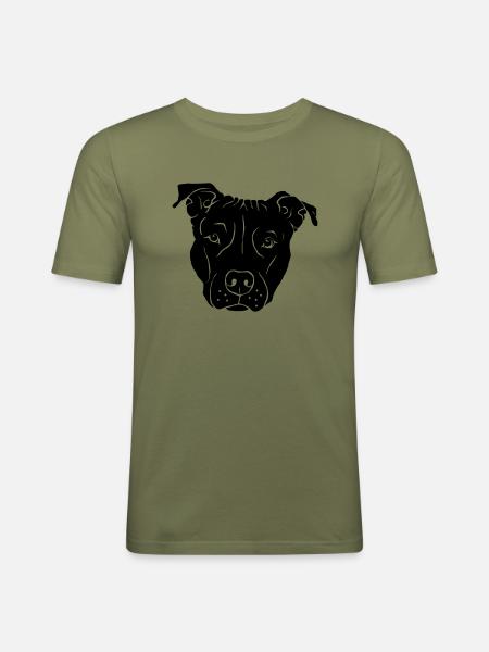Staffordshire Bull Terrier Dark - Men's Slim Fit T-Shirt - khaki green