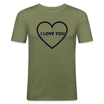 I LOVE YOU - T-shirt près du corps Homme - vert kaki - Devant - Jaron (178cm)