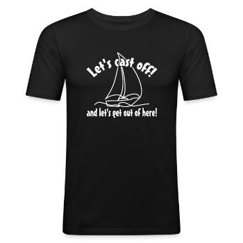 Leinen! Wir legen ab! - Männer Slim Fit T-Shirt - Schwarz - Vorne - Nik (191cm)